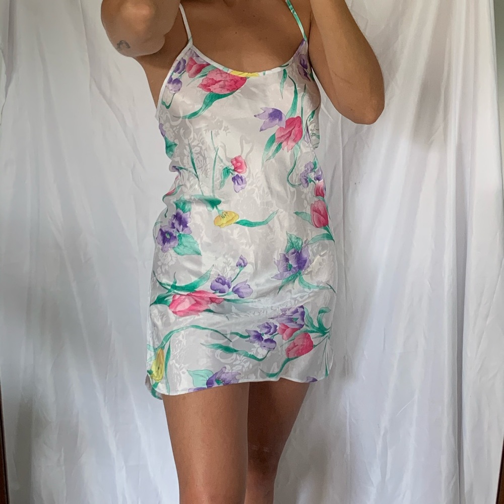 Vintage white floral slip dress